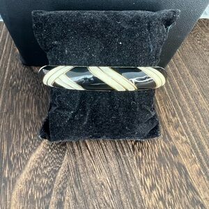 J. Crew Black & White Enamel Gold Tone Bangle